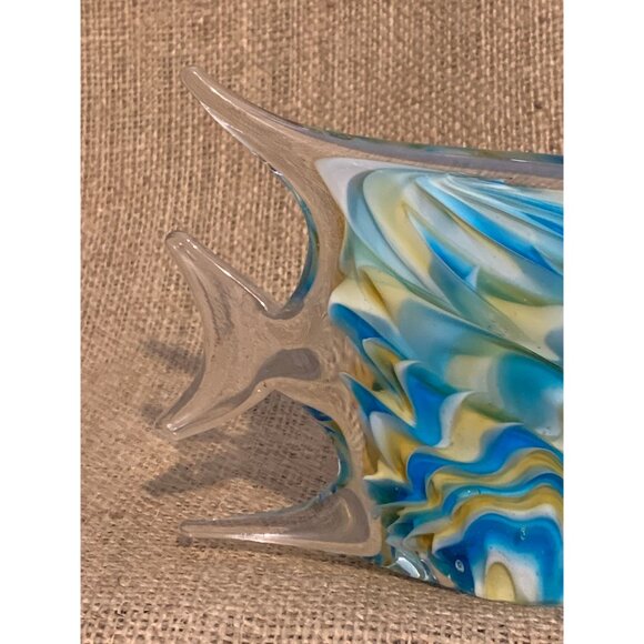 Blue & Yellow Art Glass Angel Fish Paperweight 3.75" x 6" - Picture 9 of 10